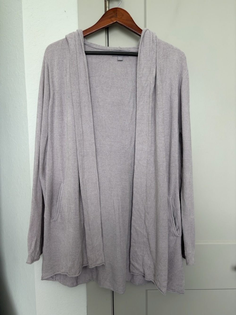 BAREFOOT DREAMS COZY CHIC LITE OPEN FRONT HOODED CARDIGAN PURPLE WOMEN’S XL